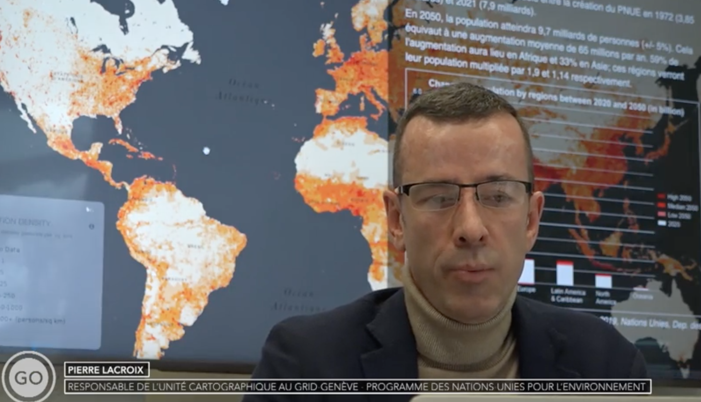 Interview of Dr Pierre Lacroix, head of unit à UNEP/GRID-Geneva, on Geneva local TV Broadcast