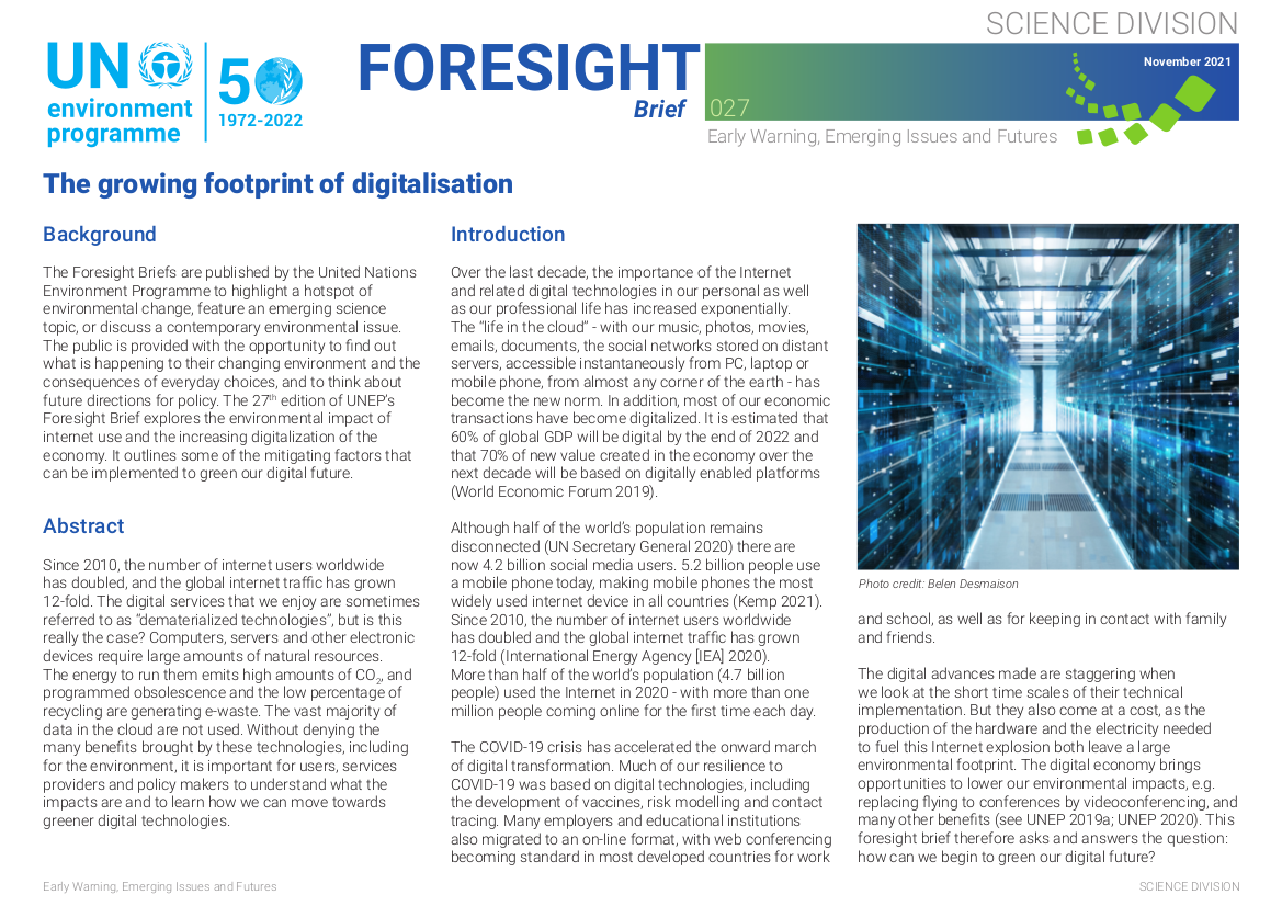 New Foresight brief: the growing footprint of digitalisation